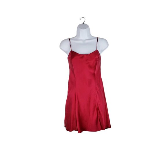 Victoria’s Secret Silk Slip Red Satin Vtg Y2K Mini Dress Nightie Size Medium - Picture 1 of 12